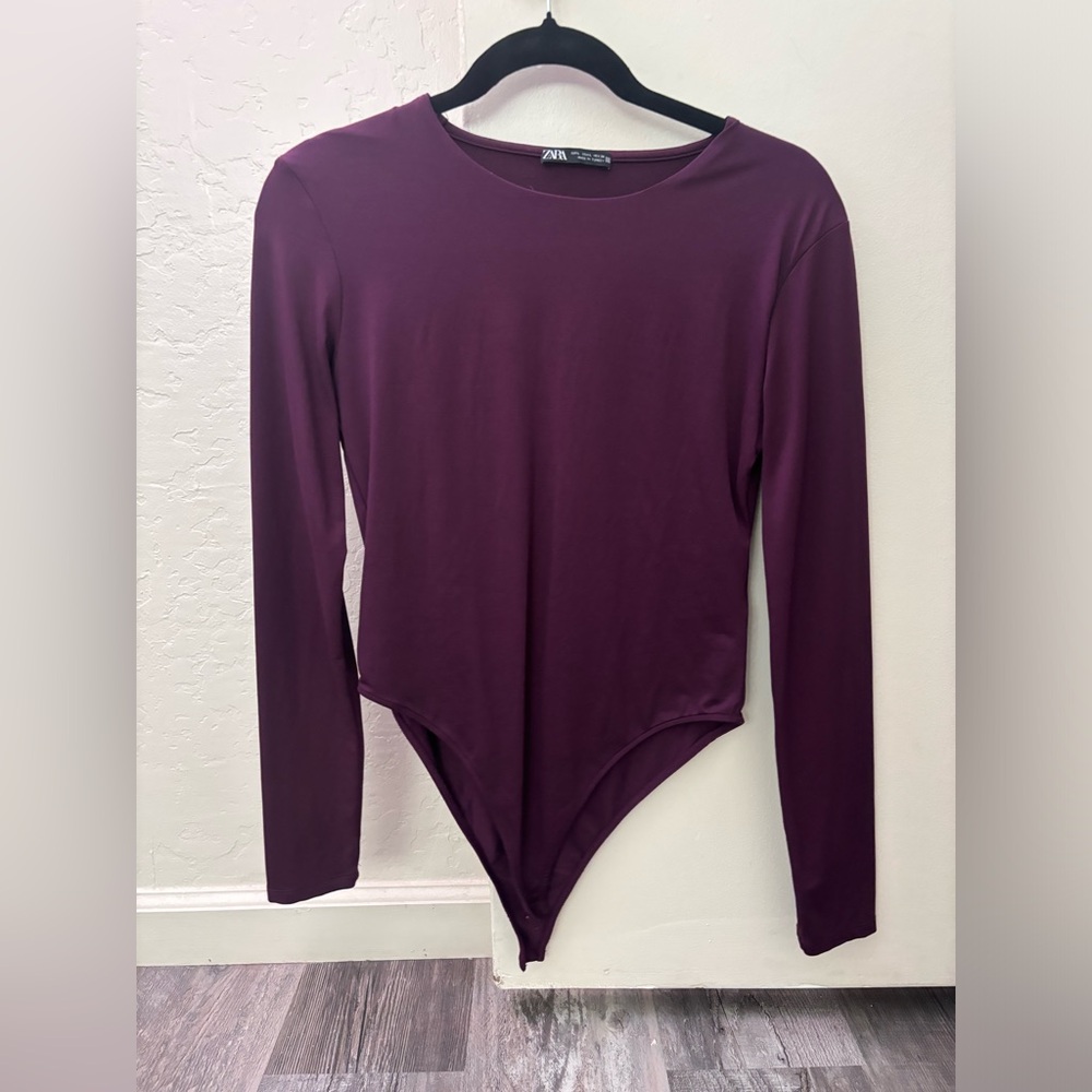 Zara Women's Deep Purple Long Sleeve Bodysuit